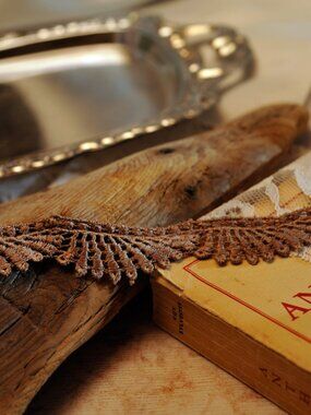 Handmade Venetian Lace Bracelet | Copper Brown | Gothic Fan Pattern | Upcycled